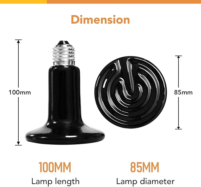 Simple Deluxe 150W Reptile Heat Bulb and 40-108 Degrees Fahrenheit Digital Thermostat Controller Included, for Amphibian Pet & Incubating Chicken, Black