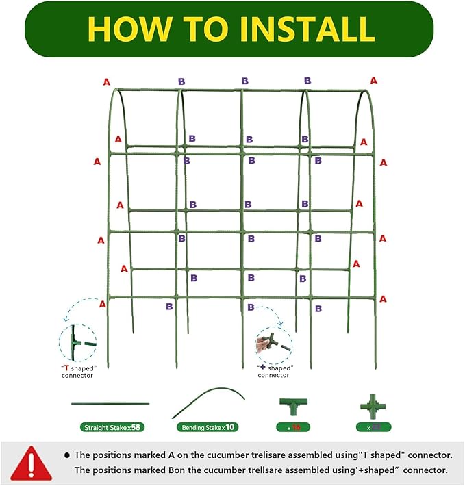63" Tall Garden Trellis for Climbing Plants Outdoor Cucumber Trellis for Raised Beds Metal U-Frame Arch Tunnel Tomato Cage with Garden Netting for Garpes/Pea/Zucchini/Squash/Bean/Vines