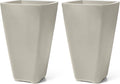 Step2 Bridgeview Tall Square Planter, Large Planters for Outdoor Plants, Gardening and Flower Pot for Patio or Porch, Efficient Drainage, Durable Plastic, Concrete, 2-Pack