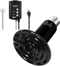 Simple Deluxe 150W Reptile Heat Bulb and 40-108 Degrees Fahrenheit Digital Thermostat Controller Included, for Amphibian Pet & Incubating Chicken, Black