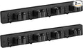 2 Pack Black Mop Broom Holder Wall Mount - Wood Broom Mop Hanger - Wall Mounted Garden Tool Rack Organizer for Closet Garage Laundry Room, 4 Slots & 4 Hooks