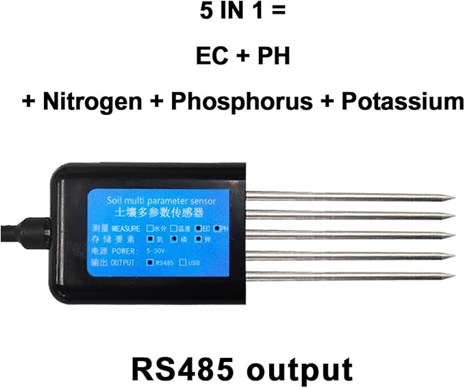 RS485 7 in 1 Soil Integrated Transmitter Temperature Humidity EC npk ph Soil Sensor(5 in 1 NPK-PH-EC)