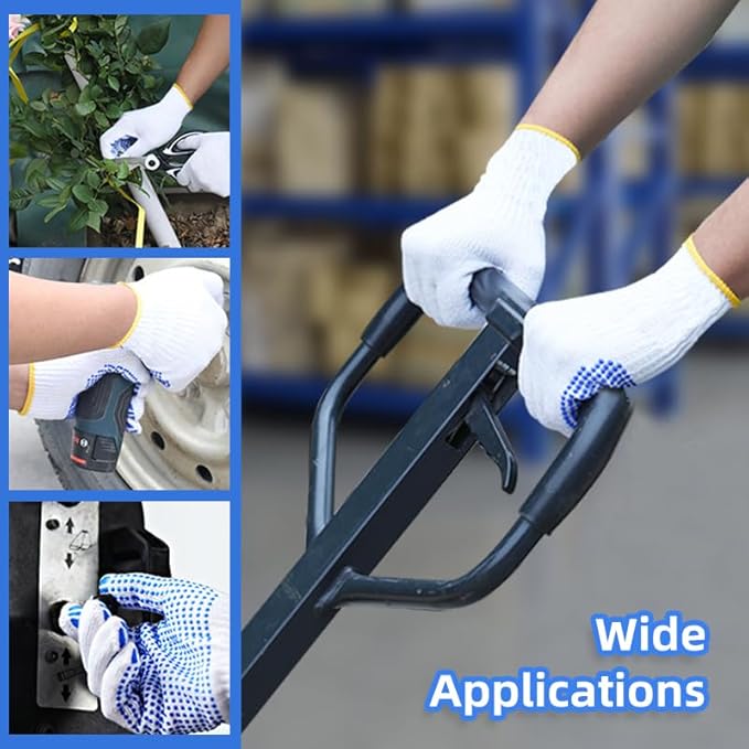 240 Pairs Cotton Work Gloves with Anti-slip Dots for Men Women, Breathable Cotton Knit Grip Gloves for Gardening Warehouse Construction Mechanic Industrial, One Size Bulk
