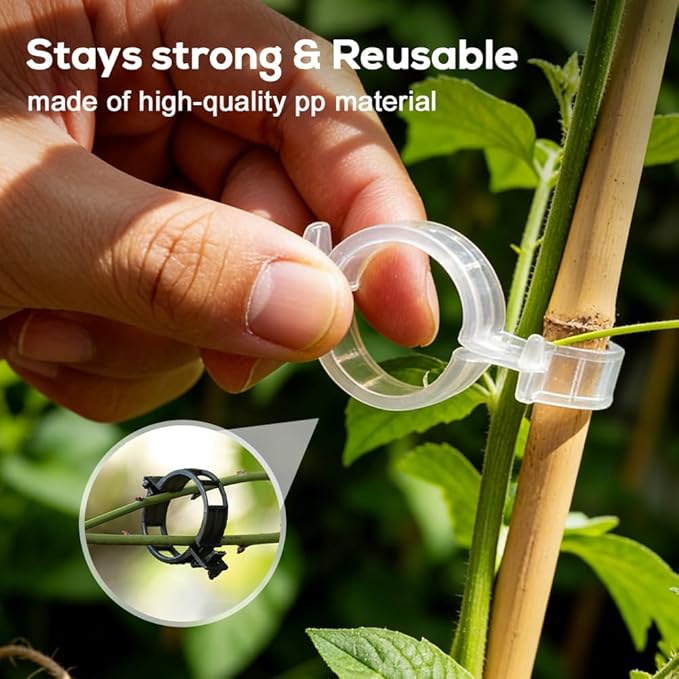 50 PCS Secured Plastic Plant Clip, 2026 New Garden Clips for Climbing Plants, Plastic Trellis Clips Plant Support Clips Tomato Grape Vine Vegetables Plant Fixing Clips (50, Green)