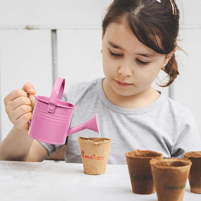 5 Pack Small Metal Watering Can for Kids, Mini Plant Water Pot for Indoor Outdoor Gardening, Cute Toddler Beach Sand Bath Toys with Sprinkler Head, Tiny Succulent Bonsai Cans, 6oz