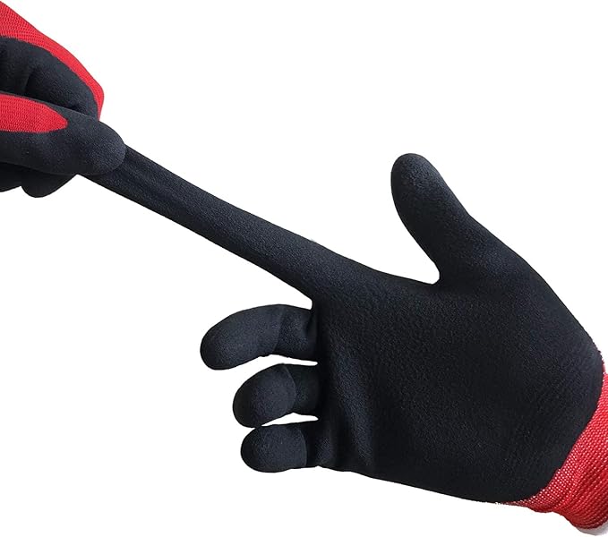 COOLJOB Gardening Gloves for Men, 6 Pairs Breathable Rubber Coated for Garden Weeding Landscaping, Outside Work for Lawn Yard, Men's Xlarge Size, Black & Red