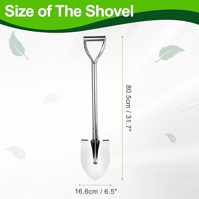 HARFINGTON Digging Shovel 31.7 x 6.5 Stainless Steel Round Spade Shovel with D Handle for Camping Gardening Beach