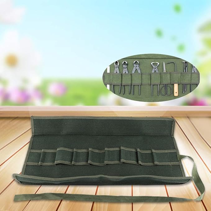 Canvas Gardening Handle Portable Multifunctional Storage Package Tool Set Case Rolling Bag for Garden Tools Organizer Green 590x380mm