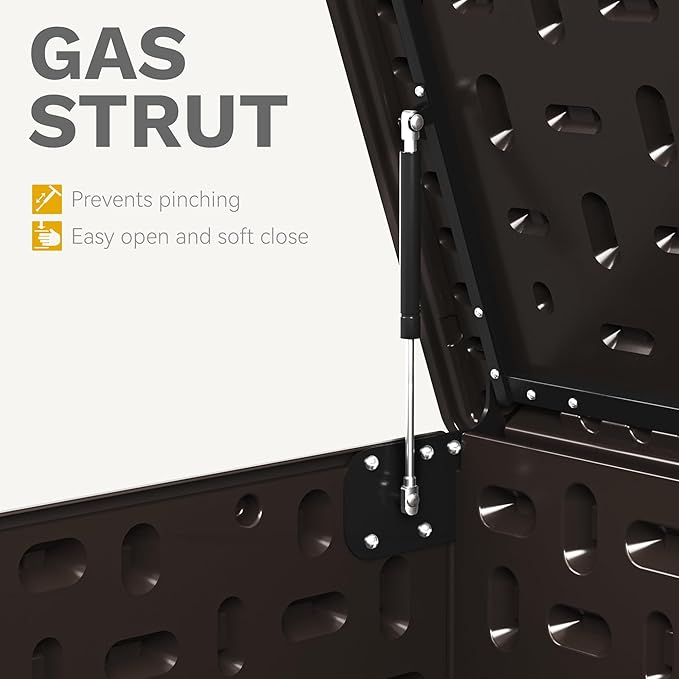DWVO 230 Gallon Resin Outdoor Storage Box, XXL Double-Wall Waterproof Deck Box with Divider, Doubles as Table or Seating with 1000 lbs Capacity, Lockable (Brown)