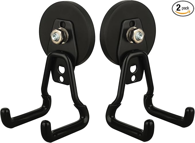 MUTUACTOR Upgraded Strong Magnetic Hooks,2-Pack Powerful Magnetic Hook Heavy Duty,20lbs Anti-Scratch Garage Storage Hangers for Hanging Cordless Impact Drivers Trailer Cord Shovels