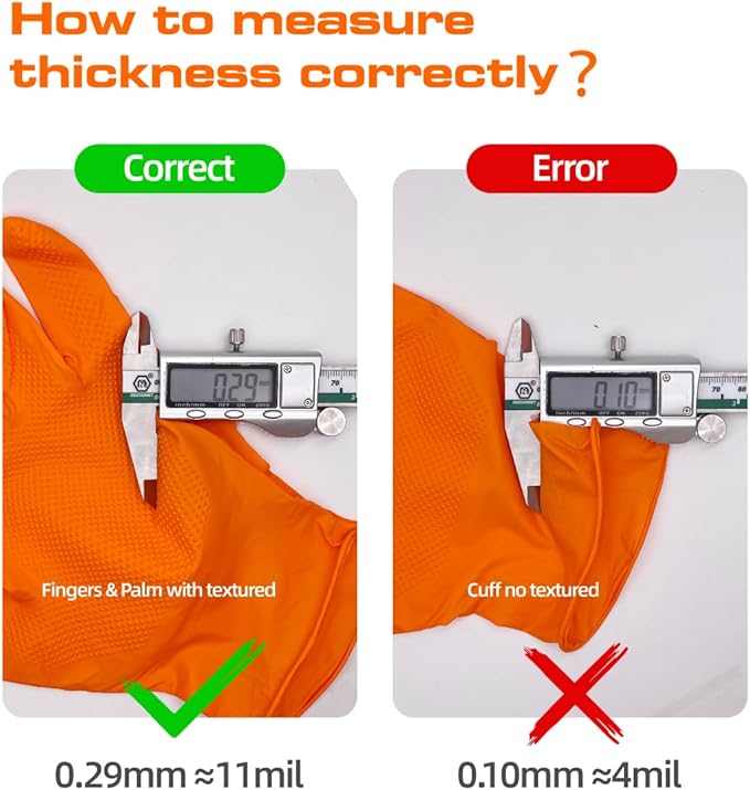 10 Mil Nitrile Disposable Gloves Heavy Duty Mechanic Gloves Raised Diamond Texture Thick (Orange of 1000,Medium)