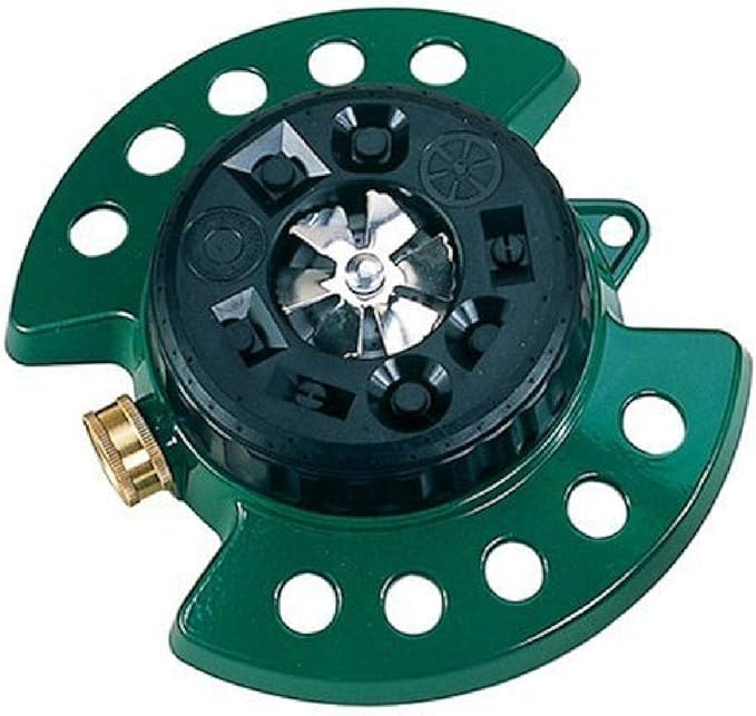 Dramm Metal Base, Green 15024 ColorStorm 9-Pattern Turret Sprinkler with Heavy-Duty Meta