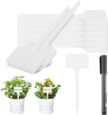 Greaner Thick Plastic Plant Makers, 6 Inch White T-Type Plant Tags, Plant Markers for Outdoor Plants Waterproof, Nursery Garden Labels for Seeds with A Marker Pen(50 PCS)