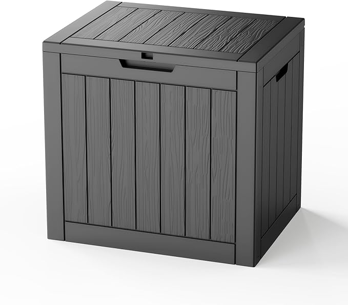 35 Gallon Resin Deck Box Outdoor Storage Box Waterproof for Patio Furniture,Outdoor Cushions,Garden Tools and Pool Supplies（Black）