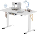 FLEXISPOT Electric Adjustable Workbench, 48x30 Inches Ergonomic Worktable with Drawer for Garage, Workshop, Office and Home, Spacious Desktop for Woodworking Sewing and Crafts, White, 3 Packages