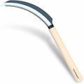 Grass Sickle with Sawtooth Japanese Weeding Hoe Garden Hand Tool Weeding Tools for Garden High-Strength Steel with Solid Wood Handle (White)