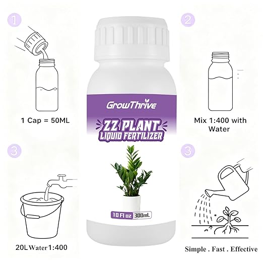ZZ Plant Liquid Fertilizer – Organic Probiotic Plant Food for ZZ Plants, 10 oz Concentrate (Makes 120L) – Promotes Lush Growth, Greener Leaves & Stronger Roots – Natural, Non-Chemical Formula