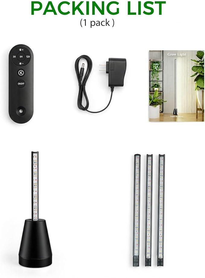 Grow Lights for Indoor Plants with Timer, Full Spectrum Grow Lights with 192 LEDs, Vertical Plant Light, Standing Plant Lamp, 60", 5 Level Dimmable