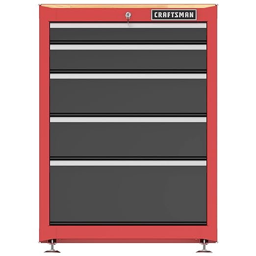 CRAFTSMAN Garage Storage Cabinet, Metal, Freestanding, 5-Drawers (CMST22602RB)