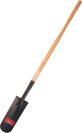 Bully Tools Drain Spade Shovel – Heavy Duty 12-Gauge with Long Hardwood Handle for Digging, Trench Work, Garden Tasks, Shovels for Gardening and Soil Cutting, Durable Digging Shovel Design, 58-Inch