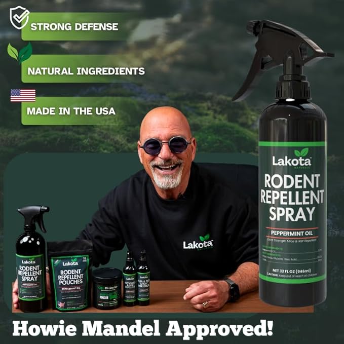 32oz Industrial Strength 5% Peppermint Oil Rodent Repellent Spray for Mice & Rats. Stop Rats and mice from Chewing on car Engine Wires, Tractors, Equipment. Indoor and Outdoor use.