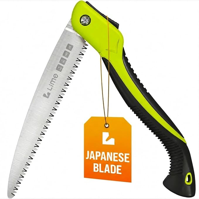 GROWIT Folding Camping saw 11 Inch - Heavy Duty Pruning Saw with Triple-Cut SK5 Blade, 7 TPI Razor Teeth for Tree Trimming, Wood Cutting, Camping, Bushcraft, and Gardening