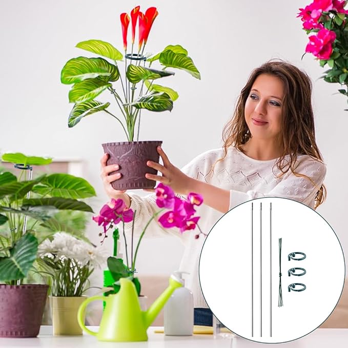 3 Pack Extendable Monstera Plant Support Stakes, Aluminum Alloy, Tomato Stakes Length Adjust from 16.93" to 32.28", Single Stem Support Stakes for Plant Flowers,Rose, Orchid