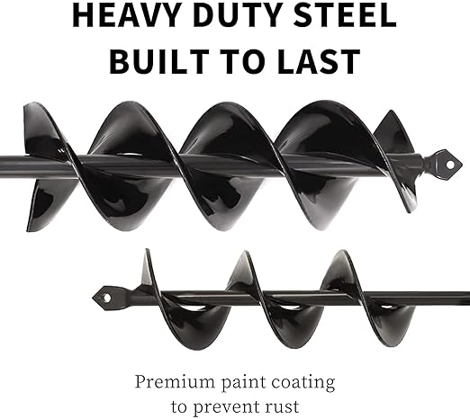 TCBWFY Auger Drill Bit for Planting, 2 Set Solid Core Shaft Garden Auger Spiral Drill Bit, Hole Digger for 3/8'Hex Drive Drill (3'X16.5' and 1.6'X16.5")