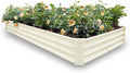 GARDMAX 8x4x1FT Galvanized Raised Garden Bed Kit, Metal Planter Boxes Outdoor with Easy Assembly, Large Garden Bed for Vegetables, Fruits, Flower, Herbs Rectangle Milk White