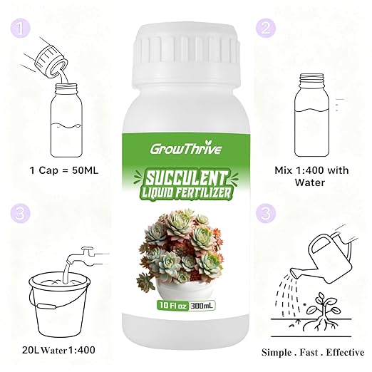 Succulent Liquid Fertilizer 10oz – Organic Plant Food for All Succulents & Cacti, Natural Probiotic Formula, Root & Leaf Growth Booster, Easy to Use 1:400 Concentrate, Odor-Free