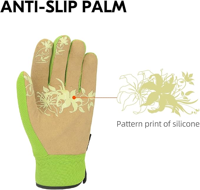 Vgo... Gardening Gloves for Women,Puncture-proof,Thornproof,Safety Work Gloves for Weeding,Digging,Synthetic Leather(S,Green,SL7443)