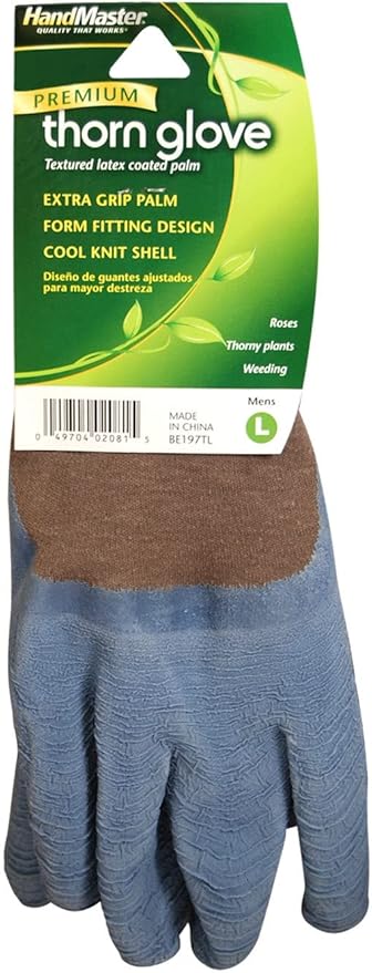MAGID Bella Menâ€™s Gardening Glove with Blue Latex Crinkle Palm, Size 10/XL, BE197T