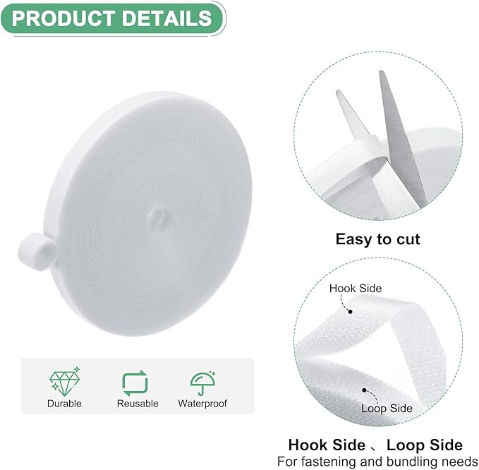 1-Roll Garden Plant Tape, 33 ft x 0.4 in Garden Hook and Loop Plant Ties Multi-Purpose Use Adjustable and Reusable Twist Wire Tape for Plants/Flowers/Vines [White]