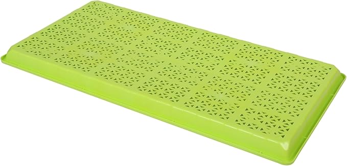 SUNPACK 10" x 20" Heavy Duty Mesh Plastic Seed Starting Tray, Lime Green, 1" (Pack of 10) - Ensures Water Drainage and Aeration, Perfect for Greenhouses or Indoor Gardening