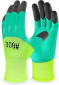 2/6 Pair Gardening Gloves ，Safety Work Gloves ，Rubber Protective Work Gloves with Gripper， Medium, Green and Blue
