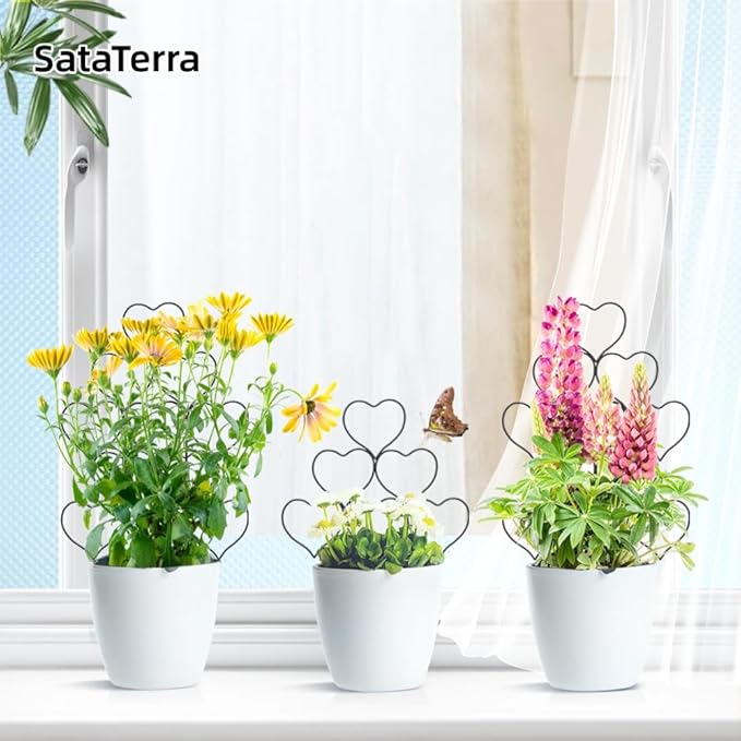 3 Pack 14'' Rustproof Black Heart-Shaped Metal Plant Trellis - Christmas Heart Decor for Indoor Outdoor Vines, Ivy & Flowers, Climbing Potted Plant Support Stand