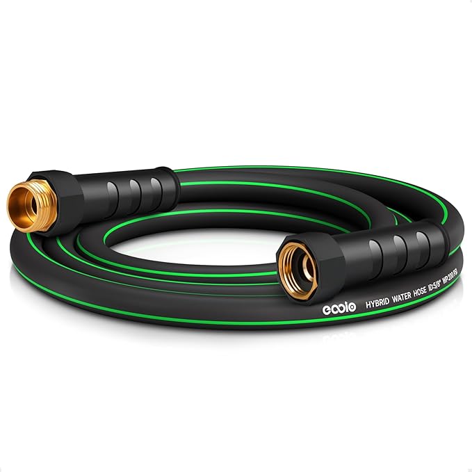 Heavy Duty Garden Hose 5ft, NON-EXPANDABLE Flexible Water Hose, Kink Resistant Lightweight Hybrid Hose, Leakproof Hose Male to Female Fittings