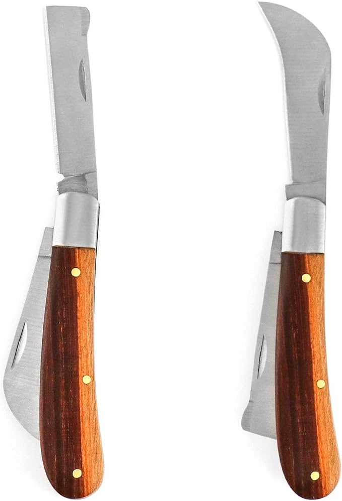QWORK Grafting Gardening Knife, Flexible Grafting Kit, Double-Blade Garden Knife for Budding Pruning, with 2 Plants Repair Tapes for Floral Fruit Tree
