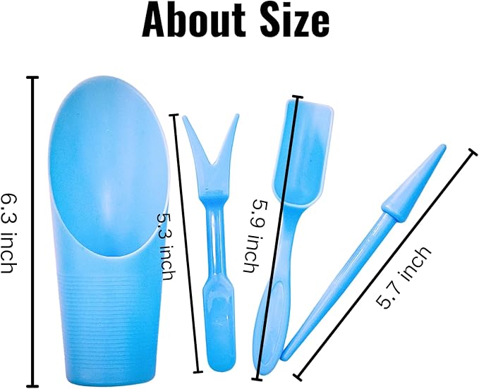 Garden Shovel Hand Tools Transplanting Potting Bonsai Soil Scoop Plastic Succulent Kits,Mini Garden Plant Care Shovel Soil (Blue)