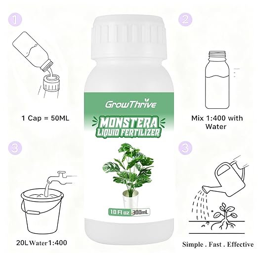 Monstera Plant Food 300ML (10oz) – Organic Microbial Probiotic Fertilizer for Monstera Deliciosa & Indoor Plants – Liquid Nutrient for Greener Leaves & Strong Roots