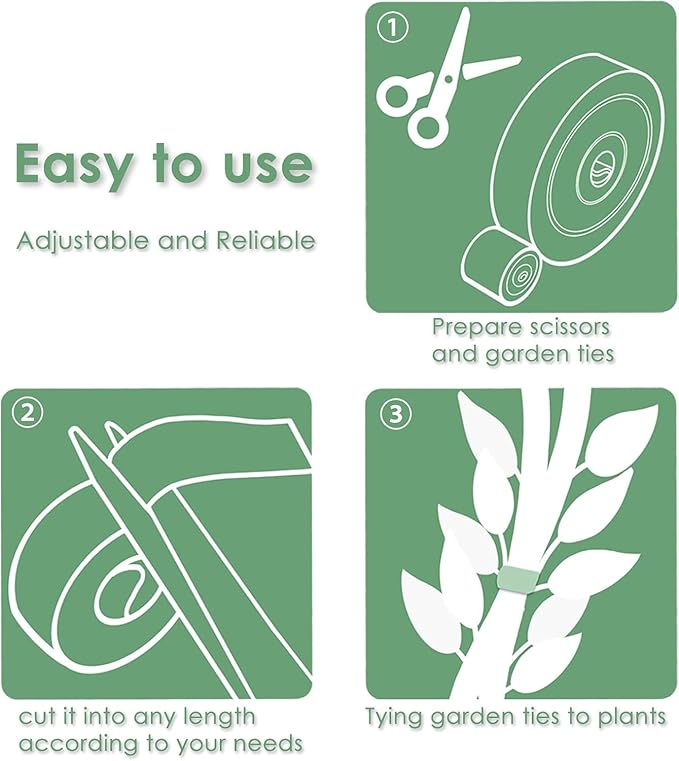 Plant Ties,Garden Tape for Plant,Reusable Adjustable Thicker Support for Growing Flowers,Tomato,Vines,Tree,Strong Grip,Tomato Vines Indoor Outdoor,32.8 ft x 0.47 Inch,1 roll