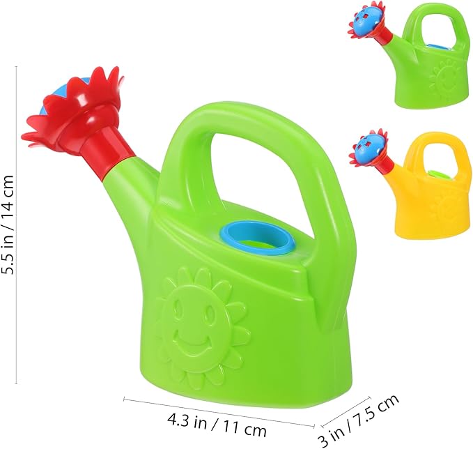 2pcs Watering Sun Flower Cartoon Watering Kettles Toy Garden Can Plastic Bucket Plant Sprinkling for (Random Color)
