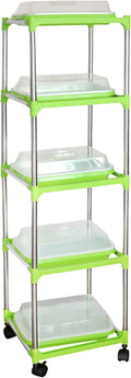 5 Layers Seed Starter Kit - Seed Sprouter Trays with Clear Lid & Stainless Steel Shelf, Soil-Free Germination Trays for Indoor/Outdoor Microgreens, Wheatgrass Mung Beans Cat Grass & Seedling Growing
