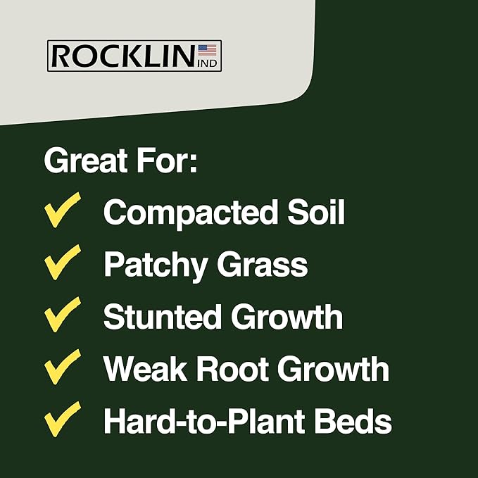 Rocklin Industry New Heavy-Duty Rotary Cultivator with 2X Steel for All Soils Till, Aerate, Weed, or Mix | 60” Extra Long Handle