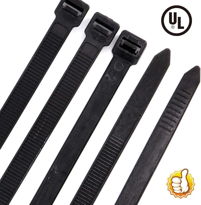 XL Long Large 18 Inch Black Cable Zip Ties Industrial Outdoor 50 Pack-120 Pounds Strong Ziptie Straps-Heavy Duty Zip Tirs Self-locking Cable Tie-Plastic Ties Garden Use(18",Black)