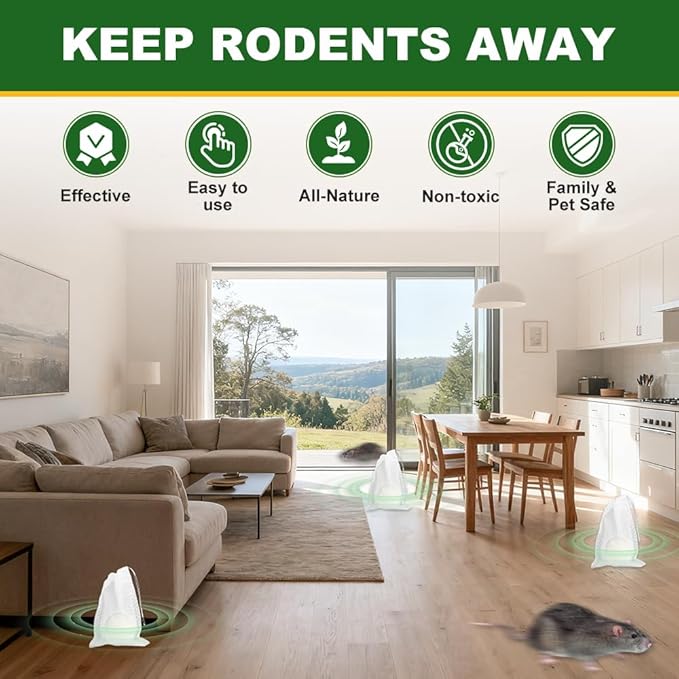 Mouse Rodent Repellent, 12 Pack Peppermint Oil Mice Repellent Balls,Natural Pest Deterrent for Rats, Squirrels,Skunks,Mice,Rodents,Safe for Kids & Pets, Indoor Outdoor Repeller for Home & Car,Garden