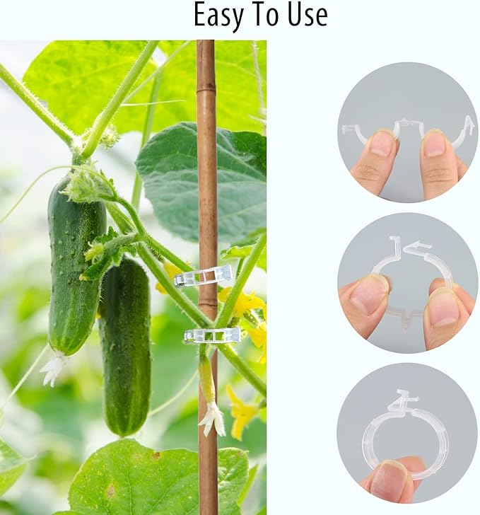 Tomato Clips, 100 Pcs Support Clips, Plastic Trellis Clips, Garden Clips to Grow Upright Makes Plants Healthier for Tomato Cucumber Grape Vegetables Plants