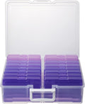 novelinks Transparent 4" x 6" Photo Cases and Clear Craft Keeper with Handle, 16 Inner Photo Organizers & Photo Storage Box, Plastic Photo Storage Containers (Purple Gradient)