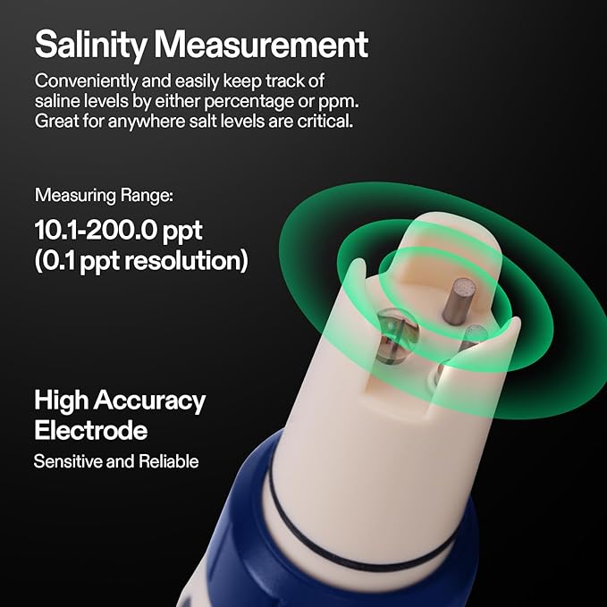 VIVOSUN 5-in-1 Digital PH Meter with PH/Salinity/TDS/EC/Temperature Function, Backlight Screen, IP67 Waterproof for Hydroponics, Home Drinking, Pool and Aquarium