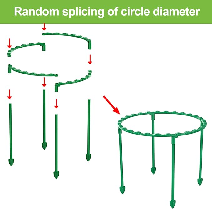 Garden Plant Support Tomato Cages, Adjustable Plant Support Ring Plant Stakes for Indoor Outdoor Plants Flowers Decor